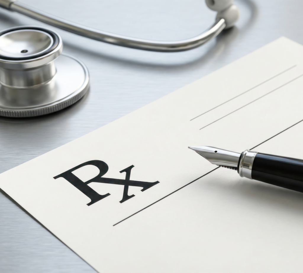 Recruitment fees agreed in writing Prescription pad and pen on a desk, representing a written recruitment fee agreement