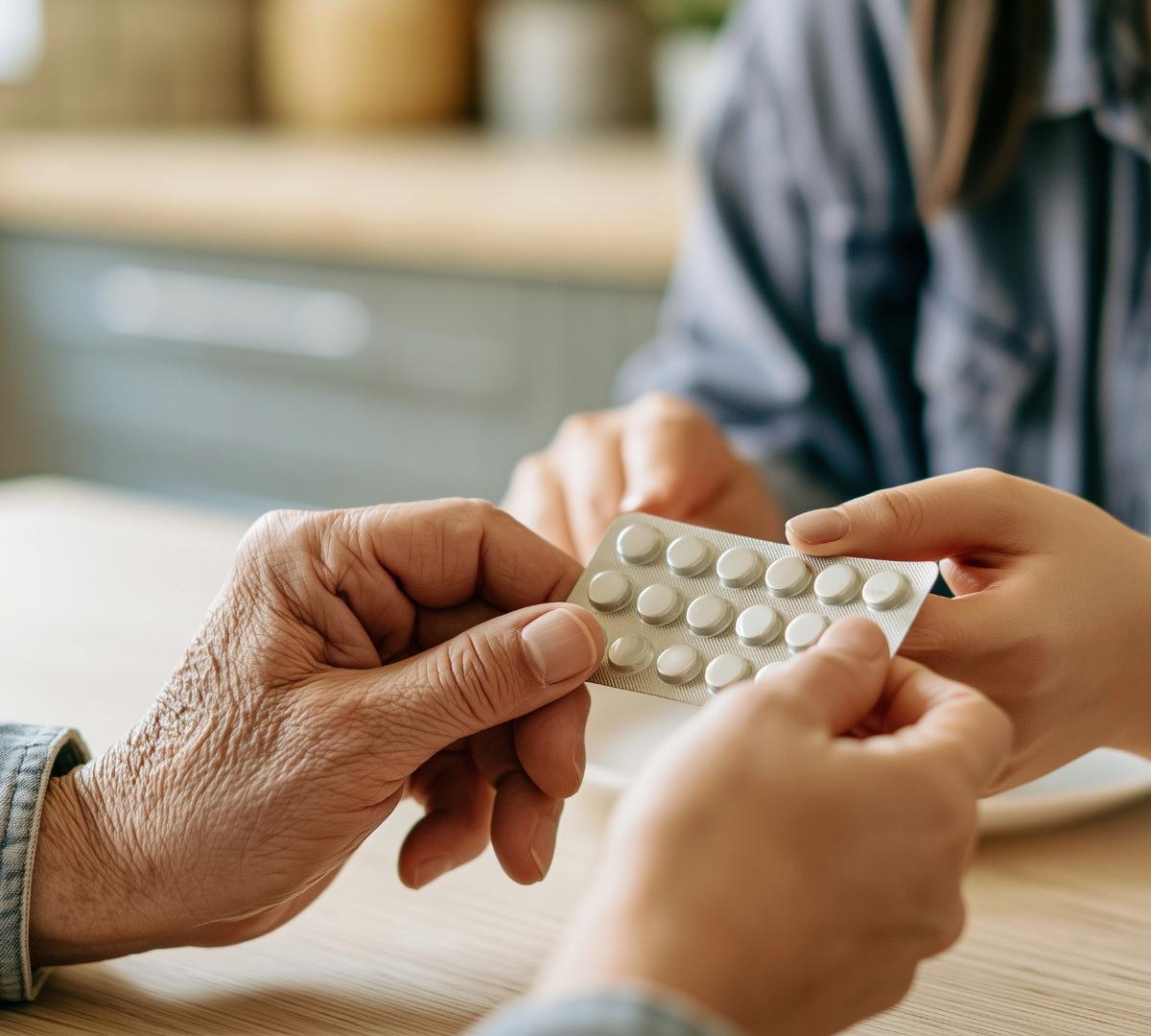 Healthcare worker preparing medication for long-term care pharmacy