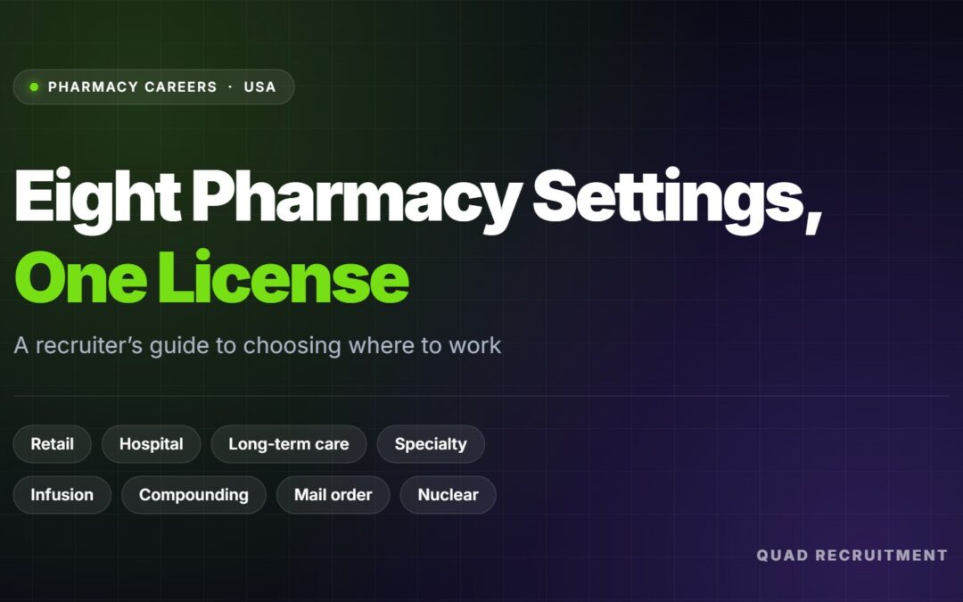 Eight Pharmacy Settings, One License: A Recruiter’s Guide to Choosing Where to Work